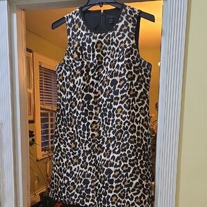 J. Crew Leopard Print Sleeveless Shift Dress - Black & Brown